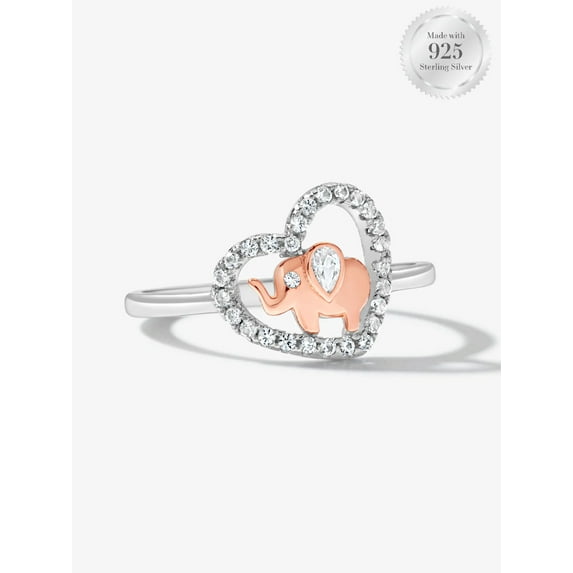 Sparkling Heart Two Tone Elephant Ring