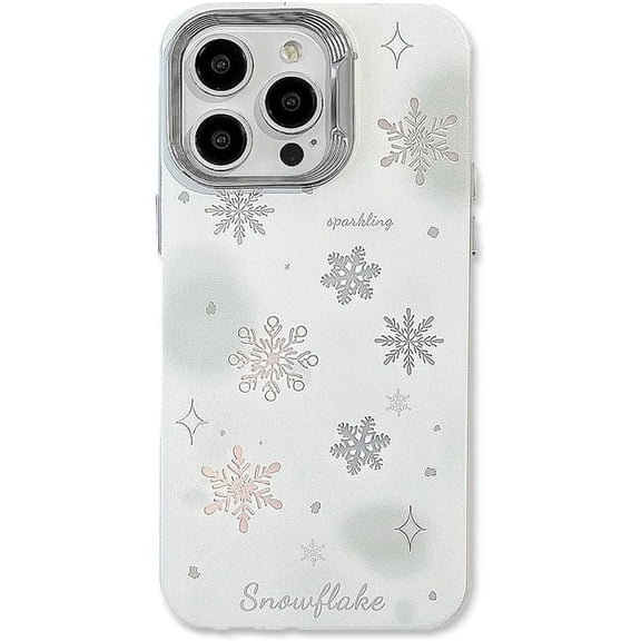 Sparkling Hollow Snowflake Star Soft Case for iPhone (White,iPhone 15)