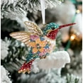 thumbnail image 1 of Taicans ‌Sparkling Hummingbird Christmas Ornament - Glitter Bird Decoration with Flower & Berries,Shiny Holiday Decor for Xmas Tree,Unique Gift for Bird Lovers, 1 of 2