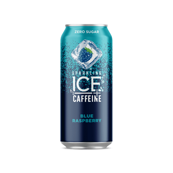 Sparkling ICE Naturally Flavored Sparkling Water + Caffeine, Blue Raspberry, 16oz Cans (Pack Of 12)