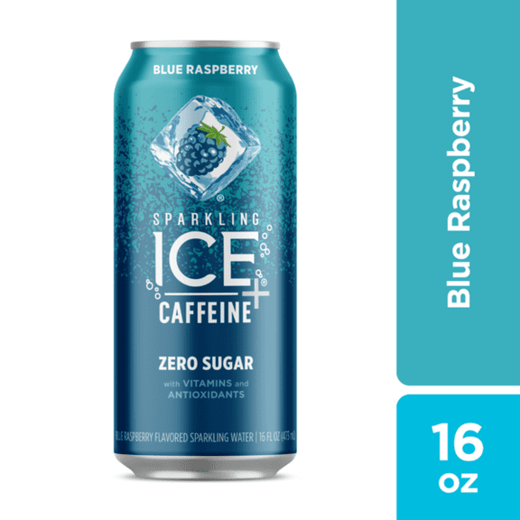 Sparkling Ice Blue Raspberry Caffeine Sparkling Water 16 fl oz, 24 Pack