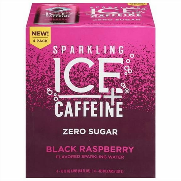 Sparkling Ice +Caffeine Black Raspberry 4/16Oz - Pack of 2