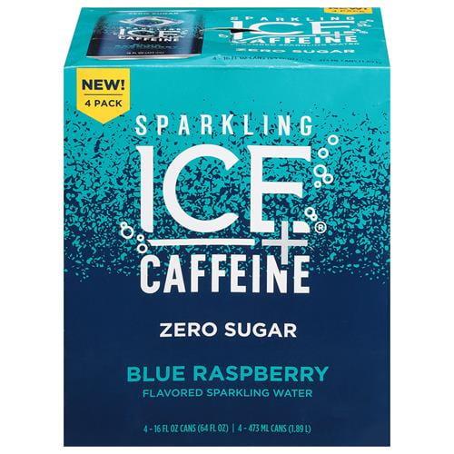 Sparkling Ice +Caffeine Blue Raspberry 4/16Oz - Pack of 2