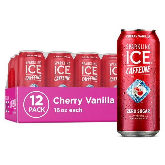 Sparkling Ice Caffeine, Cherry Vanilla, 16 Fl Oz Can, 12 count