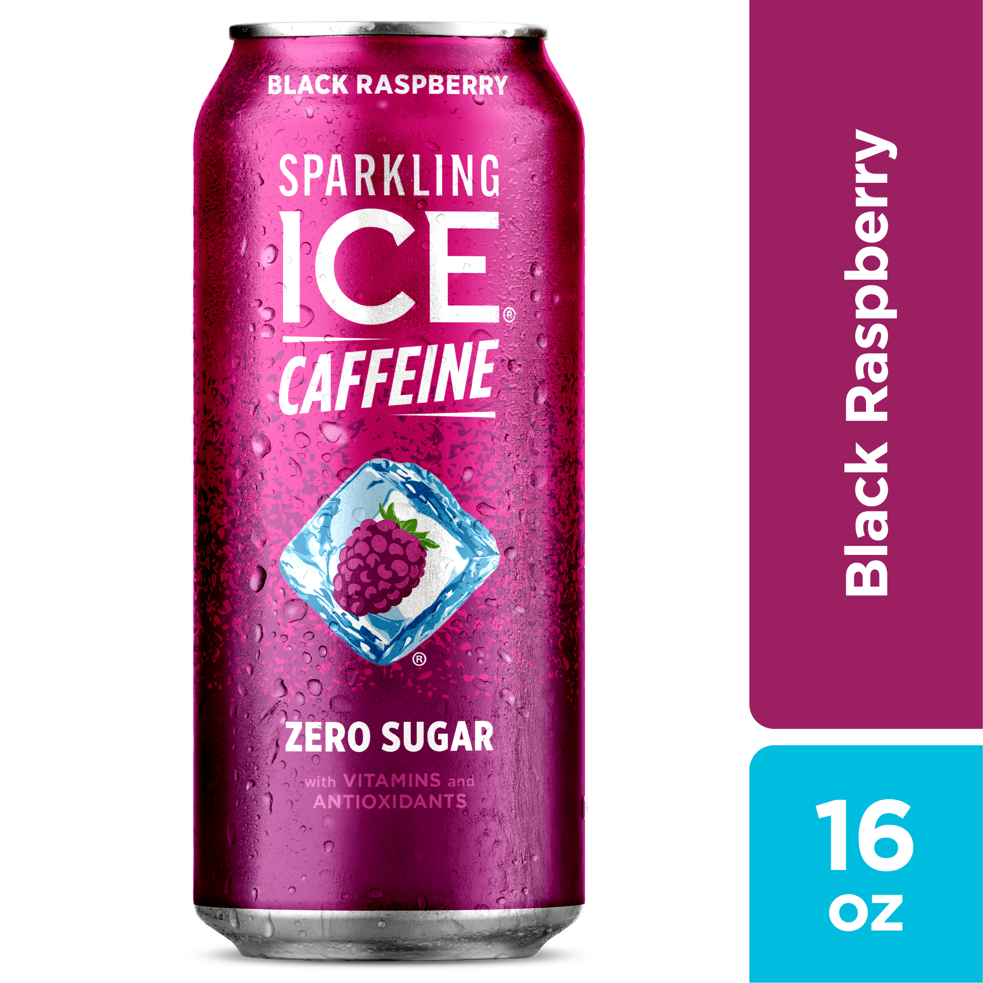 Sparkling Ice +Caffeine Naturally Flavored Sparkling Water, Black Raspberry 16 Fl Oz
