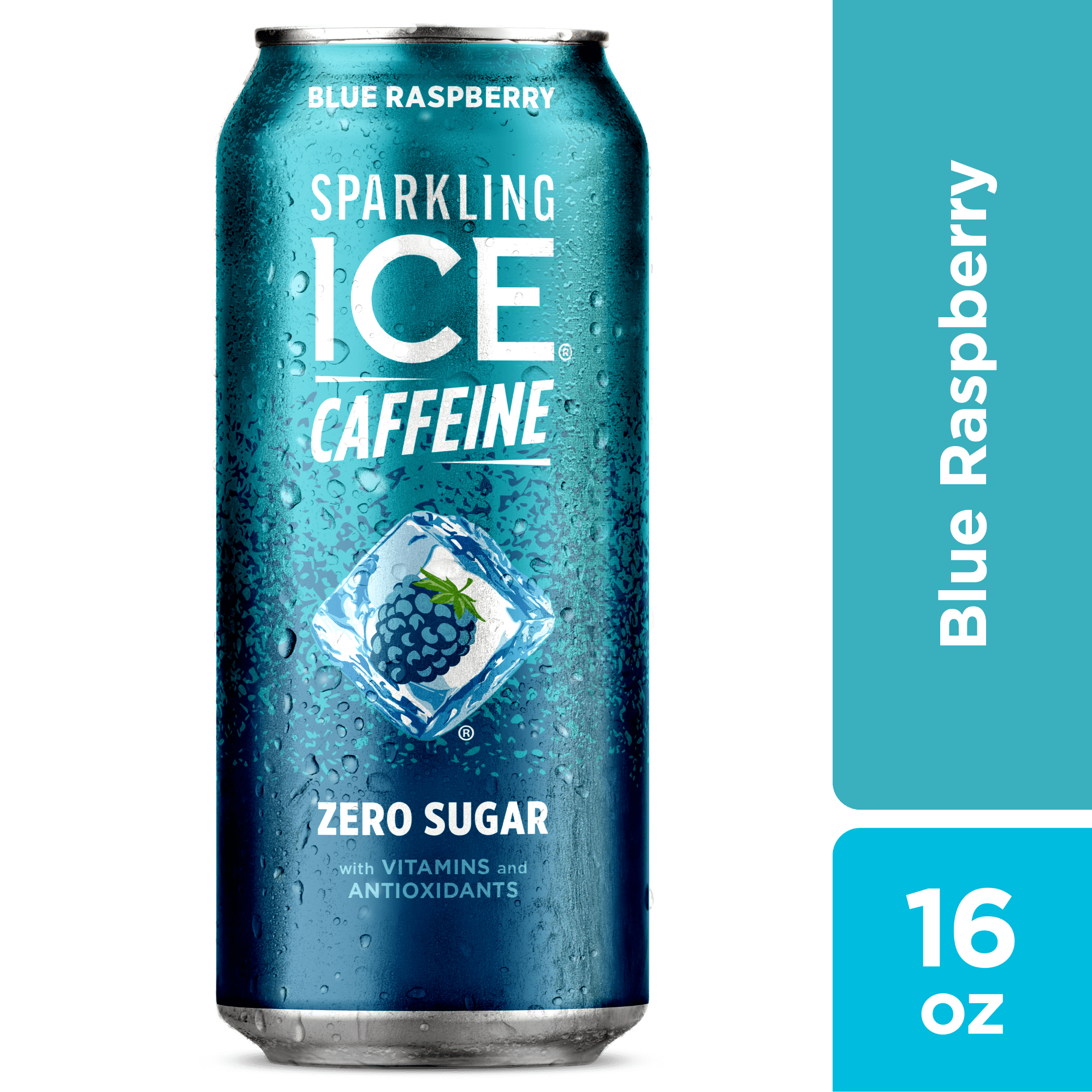 Sparkling Ice +Caffeine Naturally Flavored Sparkling Water, Blue Raspberry 16 Fl Oz