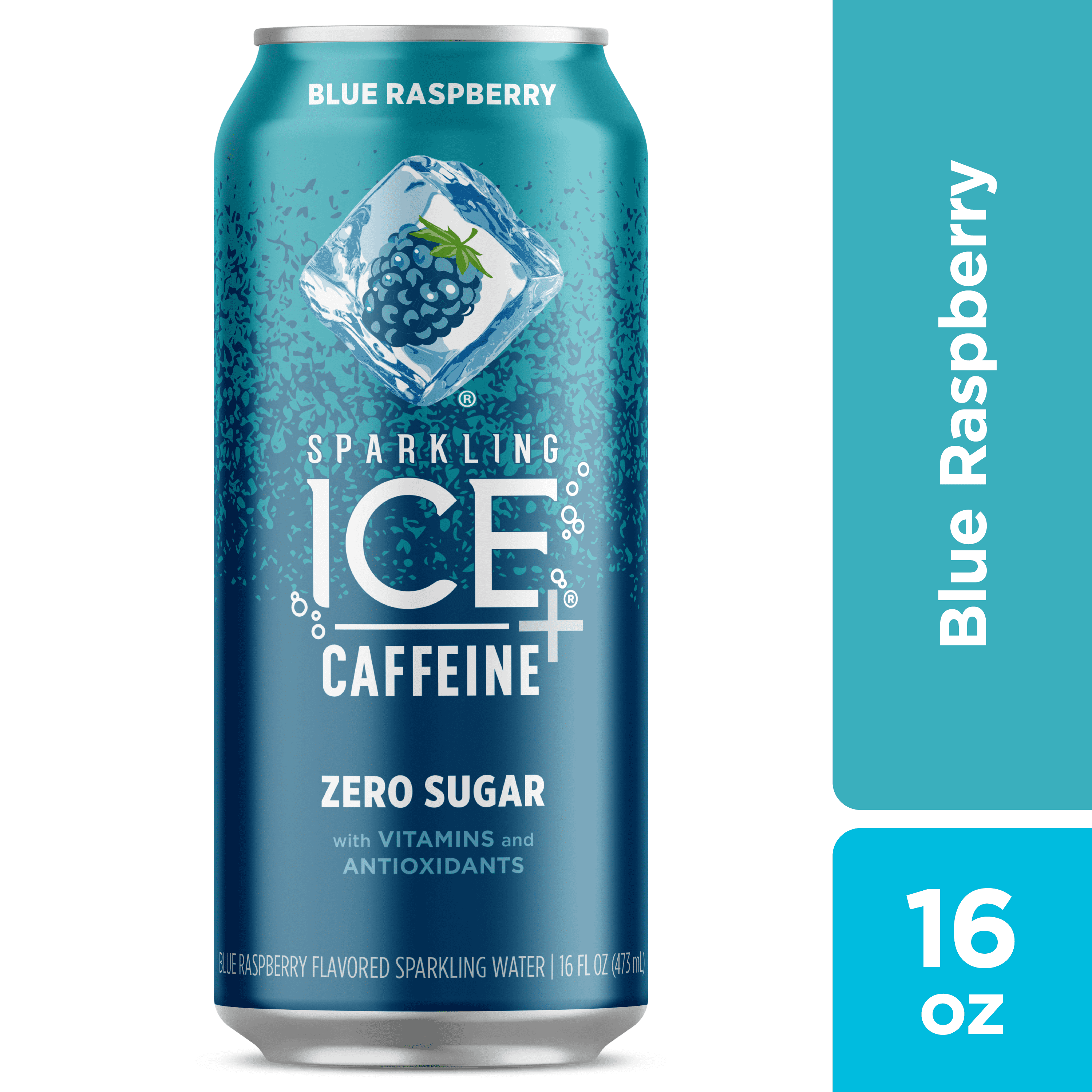 Sparkling Ice® +Caffeine Naturally Flavored Sparkling Water, Blue Raspberry  16 Fl Oz 