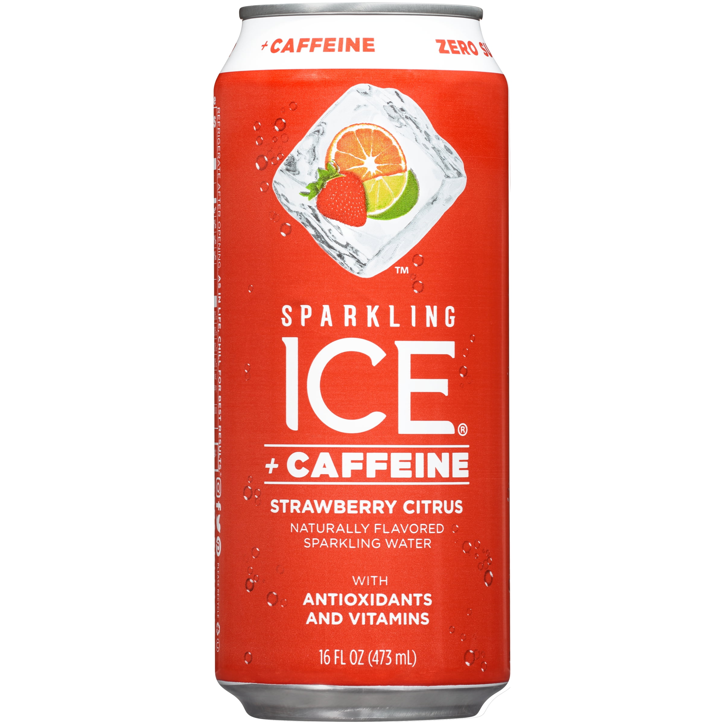 Sparkling Ice® +Caffeine Naturally Flavored Sparkling Water, Strawberry Citrus 16 Fl Oz
