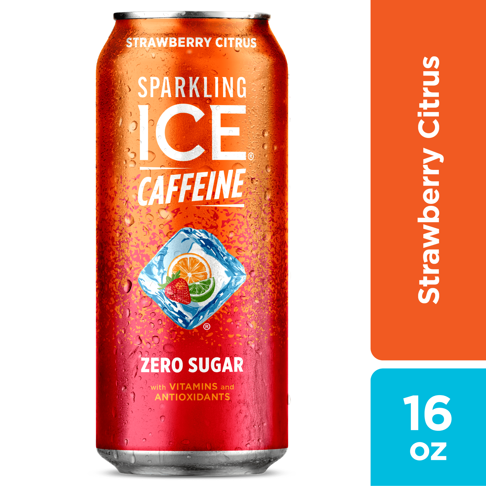 Sparkling Ice +Caffeine Naturally Flavored Sparkling Water, Strawberry Citrus 16 Fl Oz