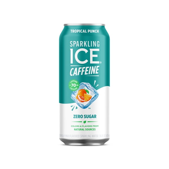 Sparkling Ice® +Caffeine Naturally Flavored Sparkling Water,Tropical Punch 16 fl oz