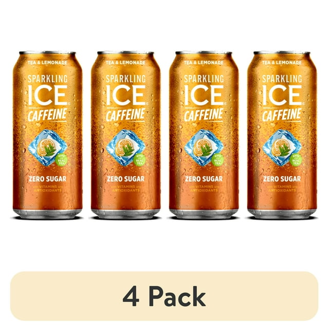 (4 pack) Sparkling Ice +Caffeine Tea Lemonade