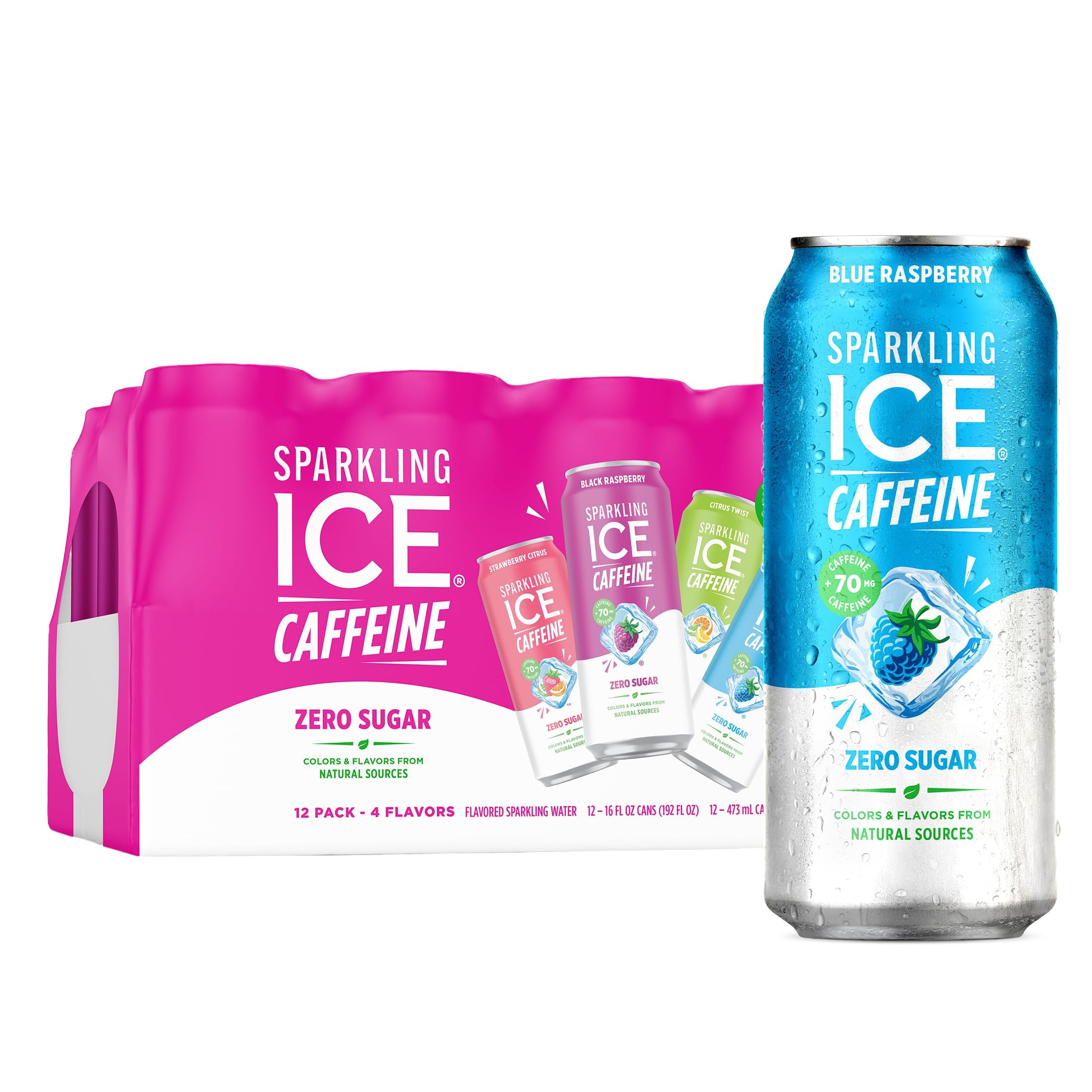 Sparkling Ice Caffeine Variety Pack, Flavored Sparkling Water, Zero Sugar