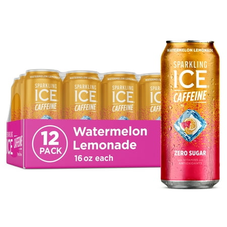 Sparkling Ice® Caffeine Watermelon Lemonade, 16 Fl Oz Can, 12 Count