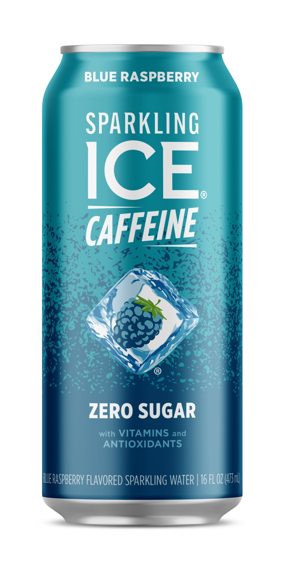 Sparkling Ice +Caffeine Zero Sugar Flavored Sparkling Water, Blue Raspberry 16 fl oz, Aluminum Can