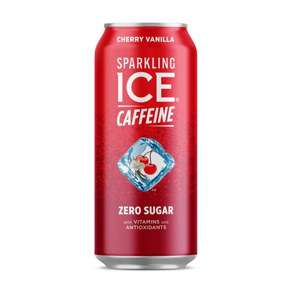 Sparkling Ice +Caffeine Zero Sugar Flavored Sparkling Water, Cherry Vanilla Sparkling Water, 16 fl oz Aluminum Can