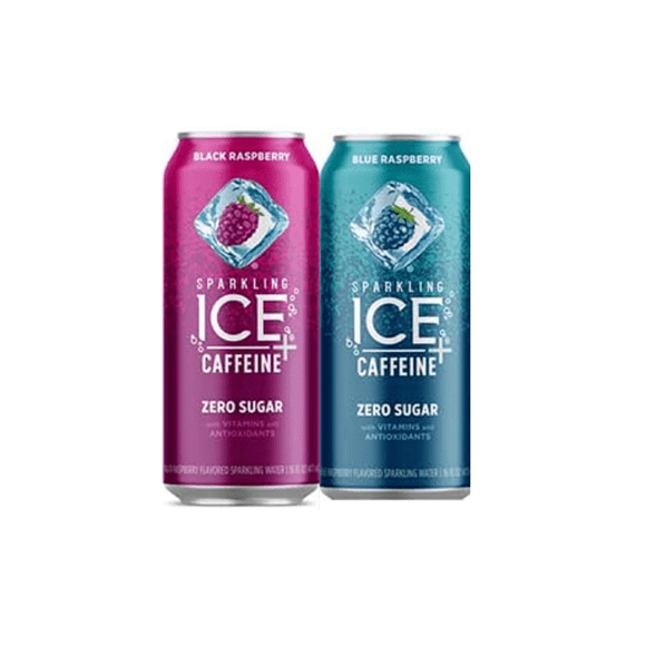 Sparkling Ice +Caffeine Zero Sugar Flavored Sparkling Water with Vitamins and Antioxidants, Black/Blue Raspberry pk, 16 Fl OZ