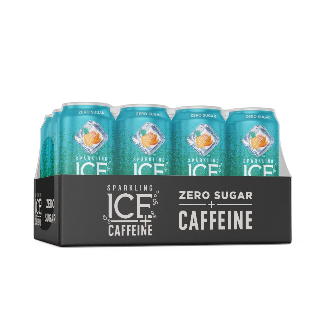 Sparkling Ice +Caffeine Zero Sugar Tropical Punch Sparkling Water, 16 Fl Oz, 12 Count Bottles