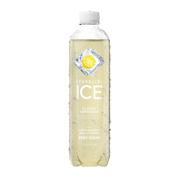 Sparkling Ice Lemonade Naturally Flavored Sparkling Water, Classic Lemonade, 17 oz (Pack of 12)