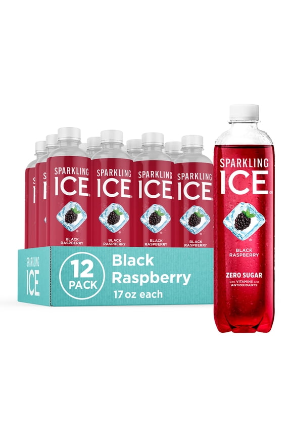 , Black Raspberry Sparkling Water,17 fl oz Bottles (Pack of 12)