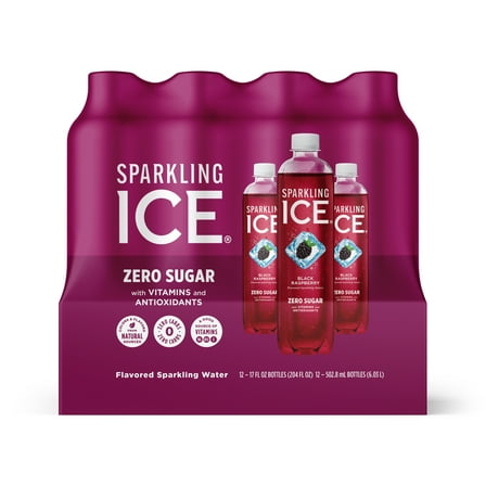 Sparkling Ice® Naturally Flavored Sparkling Water, Black Raspberry 17 Fl Oz, (Pack of 12)