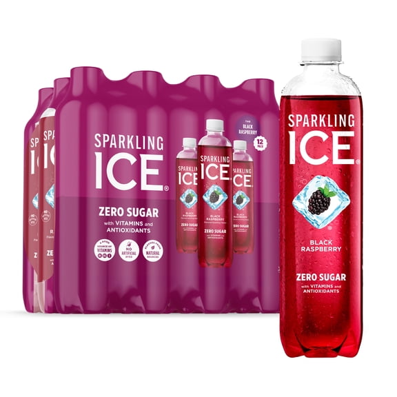 Sparkling Ice Naturally Flavored Sparkling Water, Black Raspberry 17 Fl Oz, (Pack of 12)