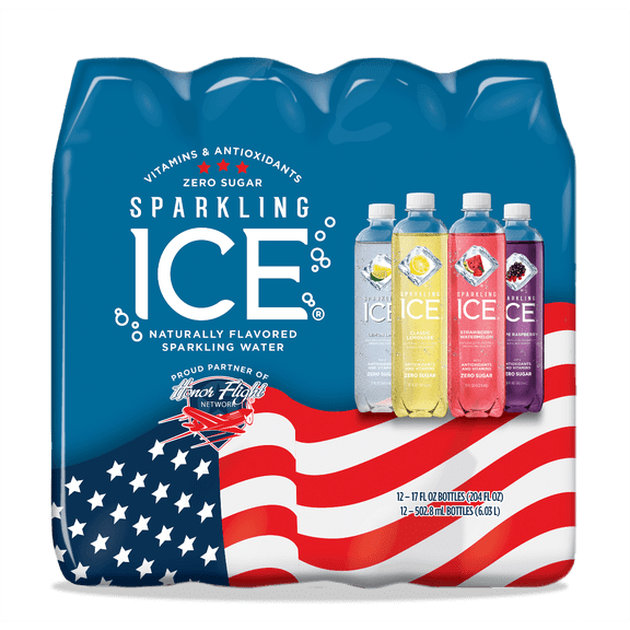 Sparkling Ice Naturally Flavored Sparkling Water, Blue 4 Flavor Variety, 17 oz (Pack of 12)