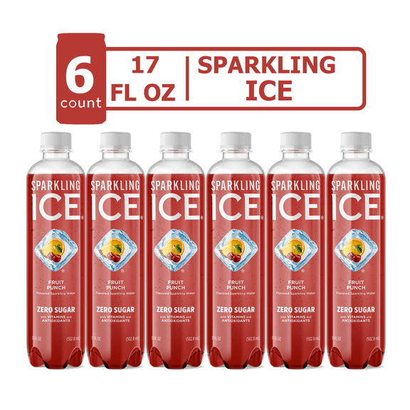 Sparkling Ice Naturally Flavored Sparkling Water, Fruit Punch 17 fl oz Plastic Bottle (6 Count)