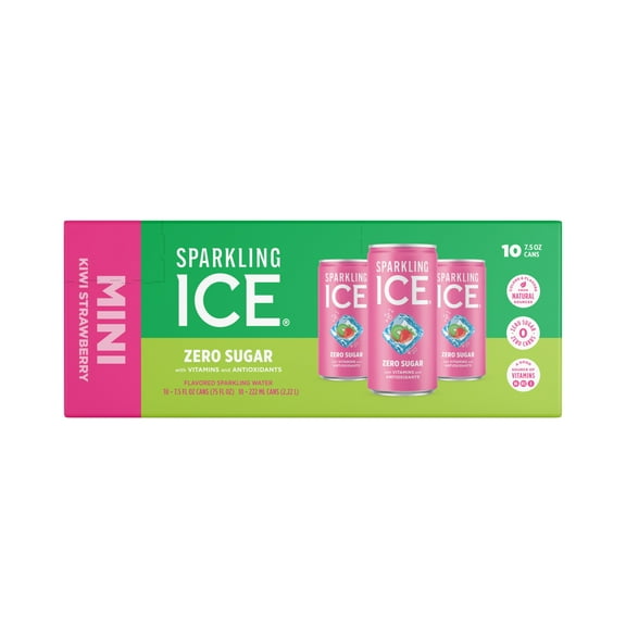 Sparkling Ice® Naturally Flavored Sparkling Water, Kiwi Strawberry, 10 Pack 7.5 fl oz Aluminum Cans