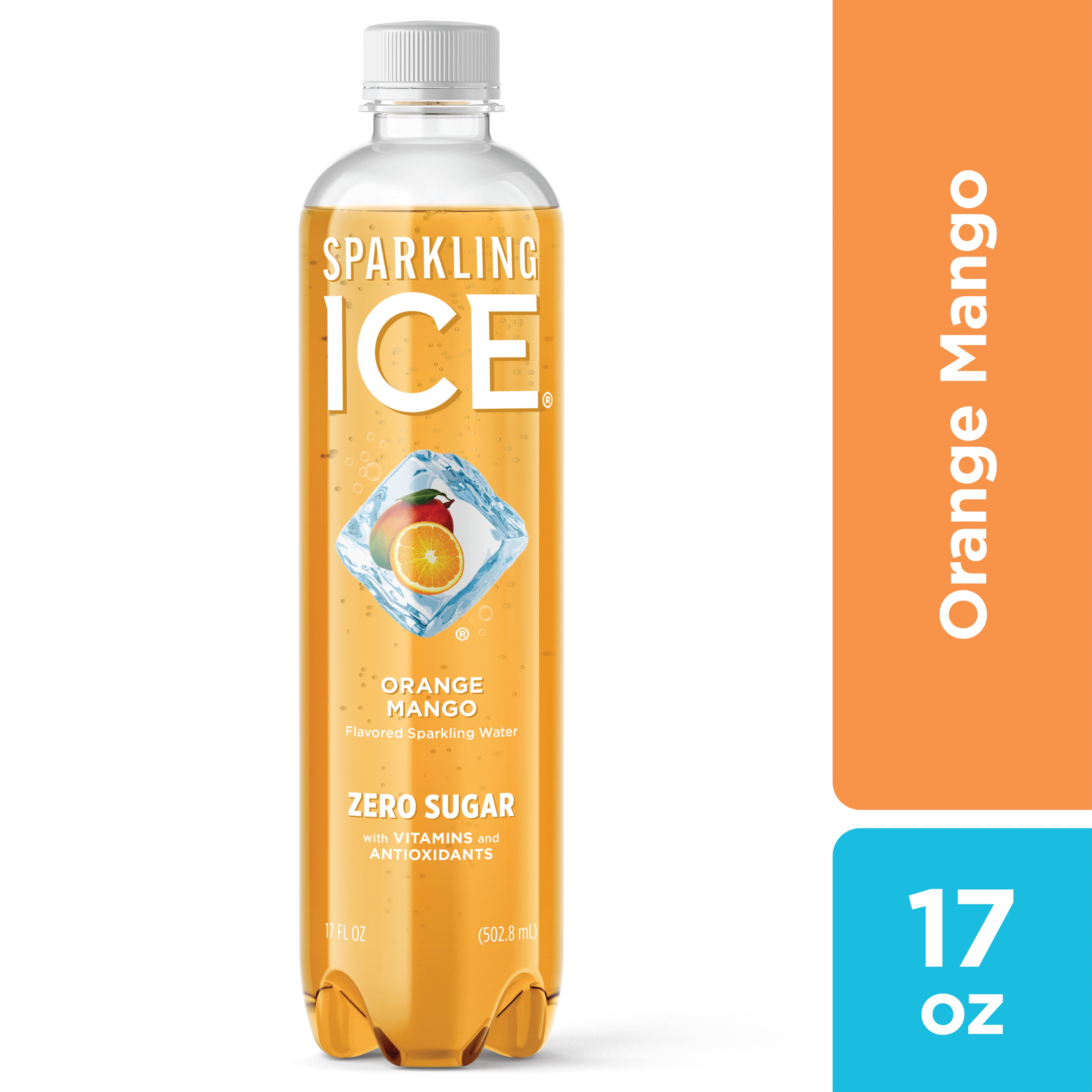 Sparkling Ice® Fruity Bubble Drink, Unsweetened Orange Mango Flavor, 17 fl oz Plastic Bottle