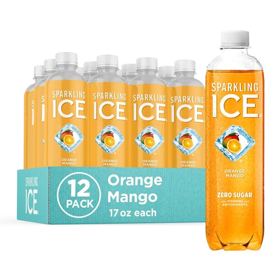 Sparkling Ice Orange Mango Naturally Flavored Sparkling Water Zero Sugar 12 Bottles 17 fl oz
