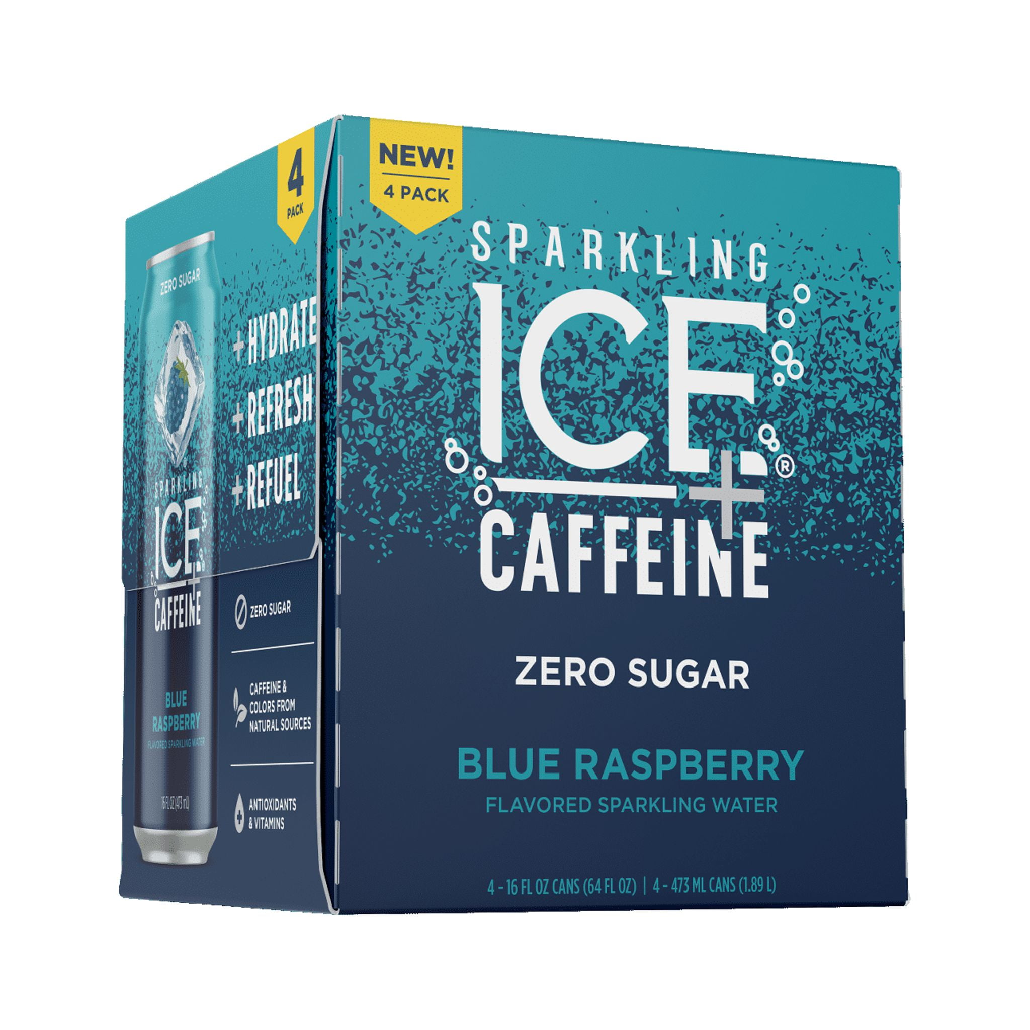 Sparkling Ice Plus Caffeine 4PK Blue Raspberry