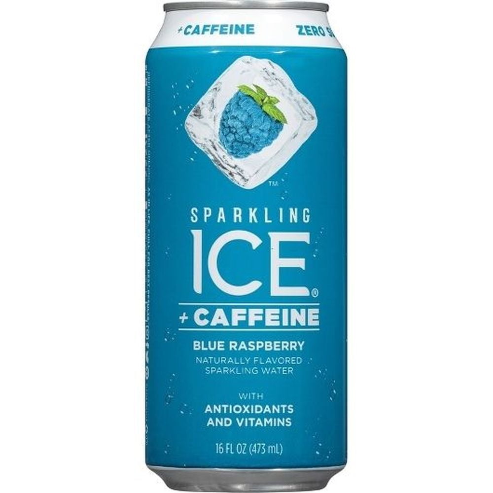 Sparkling Ice Plus Caffeine Blue Raspberry Sparkling Water, 16 Fluid