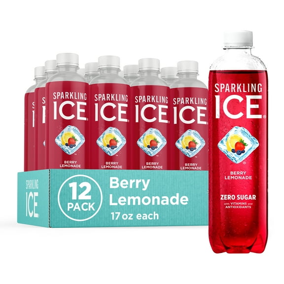 Sparkling Ice, Berry Lemonade Sparkling Water, 17 fl oz Bottles (Pack of 12)