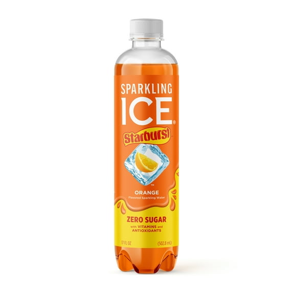 Sparkling Ice STARBURST Orange, Zero Sugar Flavored Sparkling Water, with Vitamins and Antioxidants, Low Calorie Beverage, 17 fl oz Plastic Bottle