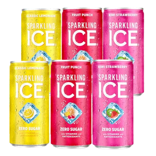 Sparkling Ice Vareity Pack ( Kiwi Strawberry, Fruit Punch , Classic Lemonade Sparkling Water, with Antioxidants and Vitamins, Zero Sugar, 7.5 fl oz Mini Cans (Pack Of 6)