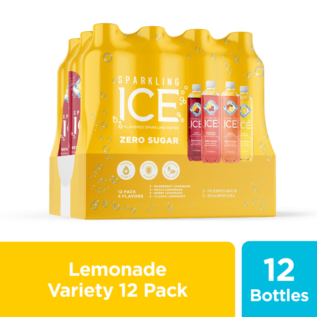 Sparkling Ice® Variety Pack, 17 Fl Oz, 12 Count (Classic Lemonade, Berry Lemonade, Raspberry