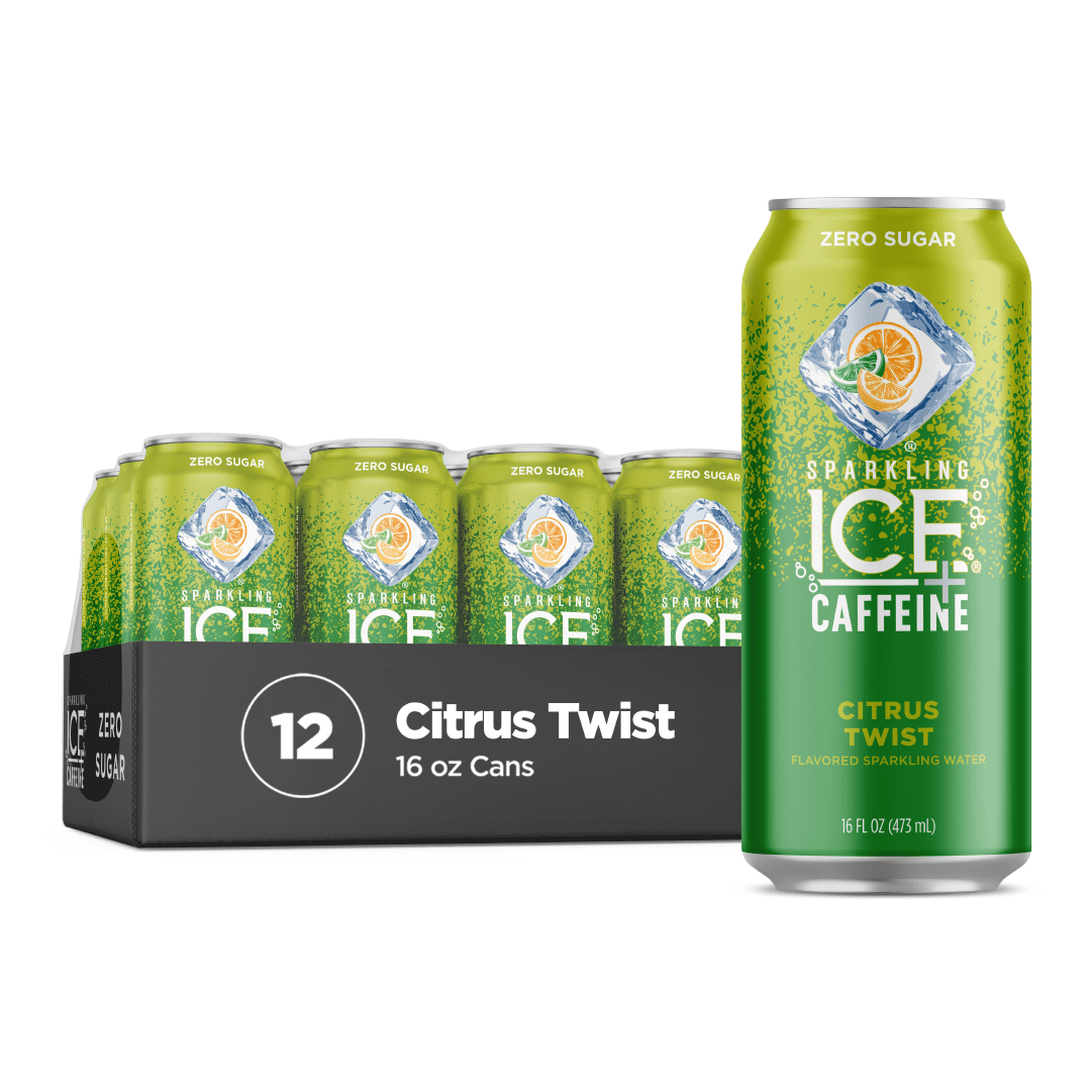 SPARKLING ICE +CAFFEINE Sparkling Ice Zero Sugar Flavored Sparkling Water, Citrus Twist Plus Caffeine 16oz Can Clear Film (12PK)