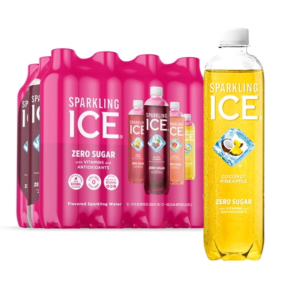 Sparkling Ice Pink Variety Pack, Flavored Sparkling Water, 17 fl oz, 12 count