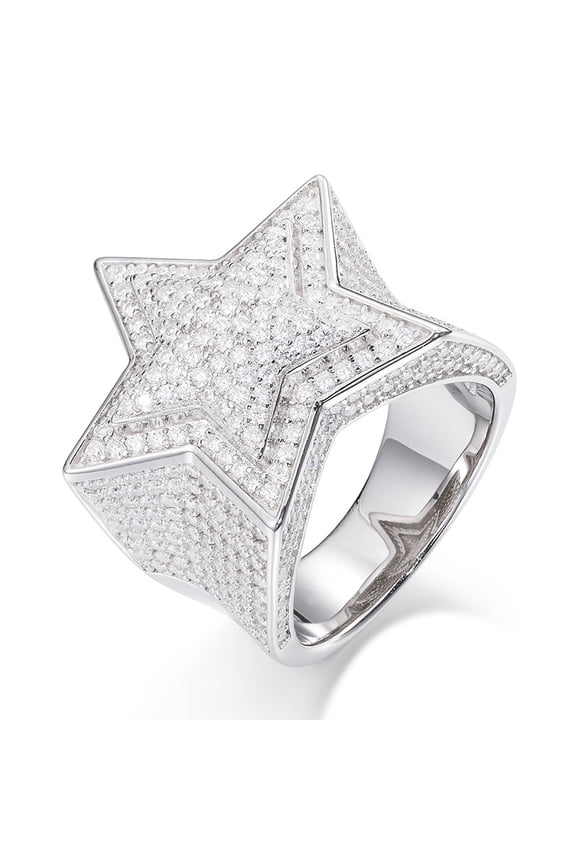Sparkling Lab Created Star Moissanite Ring for Men S925 Sterling Silver Simulated Diamond Engagement Ring Fashion Luxury Bling Party Ring