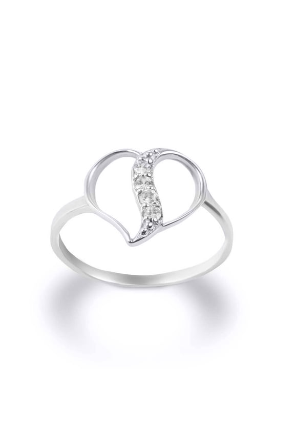 Sparkling Love Heart Ring in Sterling Silver in Size 4.5