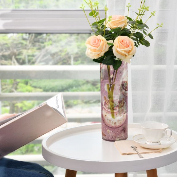 Sparkling Magic Pattern Plastic Vase 11.8'' x 3.9'' Transparent Non Breakable Decorative for Family