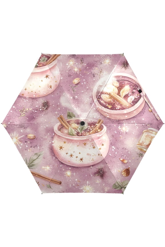 Sparkling Magic Pattern Umbrellas for Sun Auto Open Close UV50+ Waterproof 5-Fold Compact Fiberglass Frame