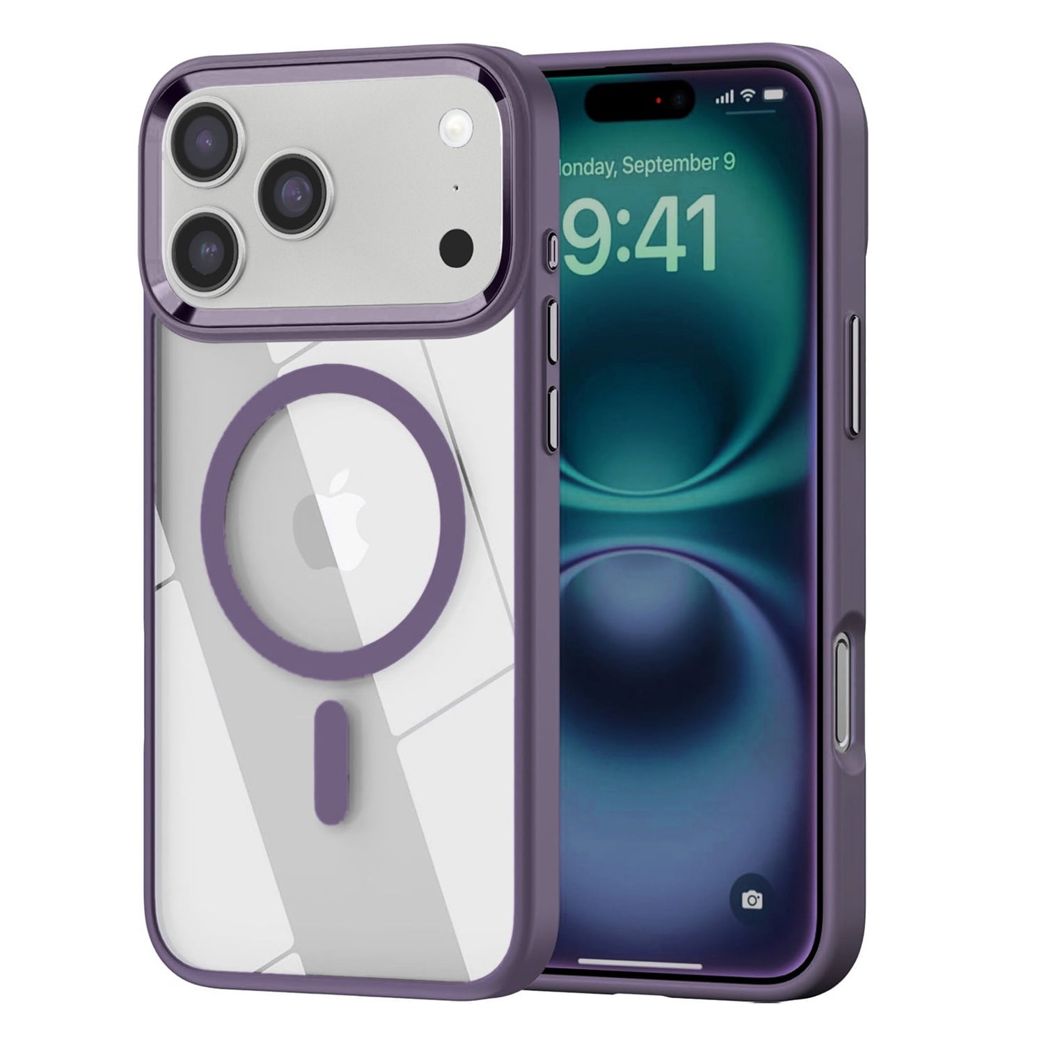 Sparkling Magnetic Clear Case for iPhone 17 Pro Max - Purple