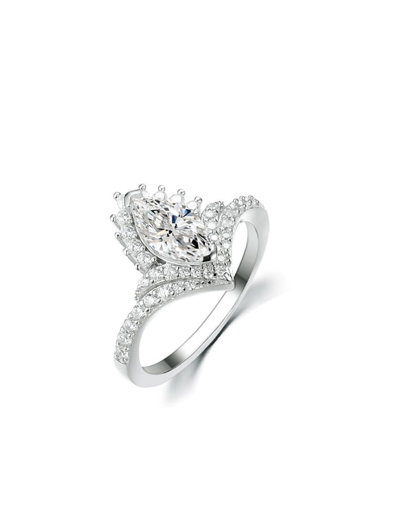 Sparkling Marquise Cut Moissanite Ring for Women 1 Carat S925 Sterling Silver Lab Created Diamond Ring Anniversary Promise Fashion Luxury Suitable for Daily Wear Wedding Birthday Engagement