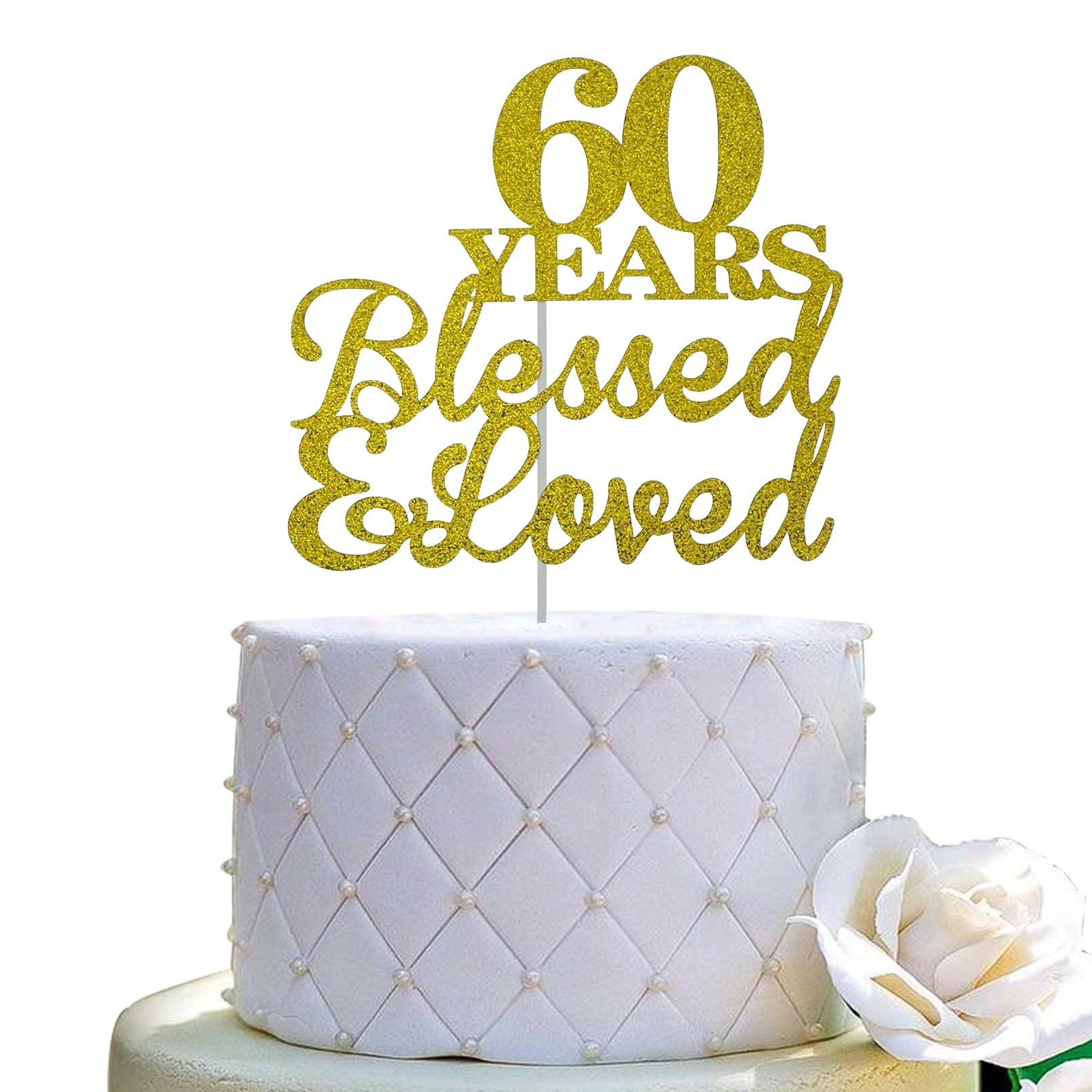 Fall In Love Cake Topper - Double Sided Gold Glitter With Autumn Leaves Design