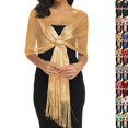 thumbnail image 1 of Sparkling Metallic Shawls and Wraps for Evening Party Wedding Formal Dresses Fluorescence Yellow, 1 of 3
