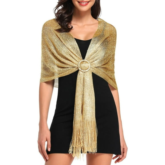 Sparkling Metallic Women’s Shawls and Wraps for Evening Dresses Wedding and Party