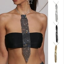 Sparkling Neck Tie Shiny Rhinestones Flat Mesh Style Metal Neck Straps Bling Necktie Christmas Gift Tie Parties Photography Props