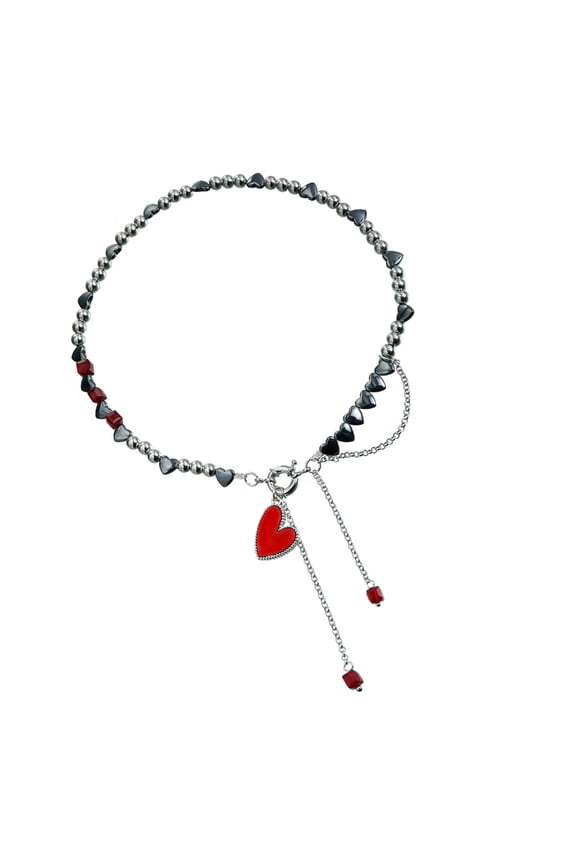 Sparkling Necklace Beads Necklace Splicing Necklace Heart Necklace Alloy Texture Multifuntional Jewelry for Adding Charm