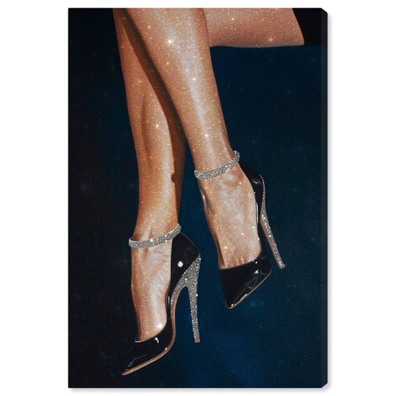 Sparkling Night Heels Canvas Feminine Black White Art by Art Remedy, Gallery Wrapped, 20" x 30"